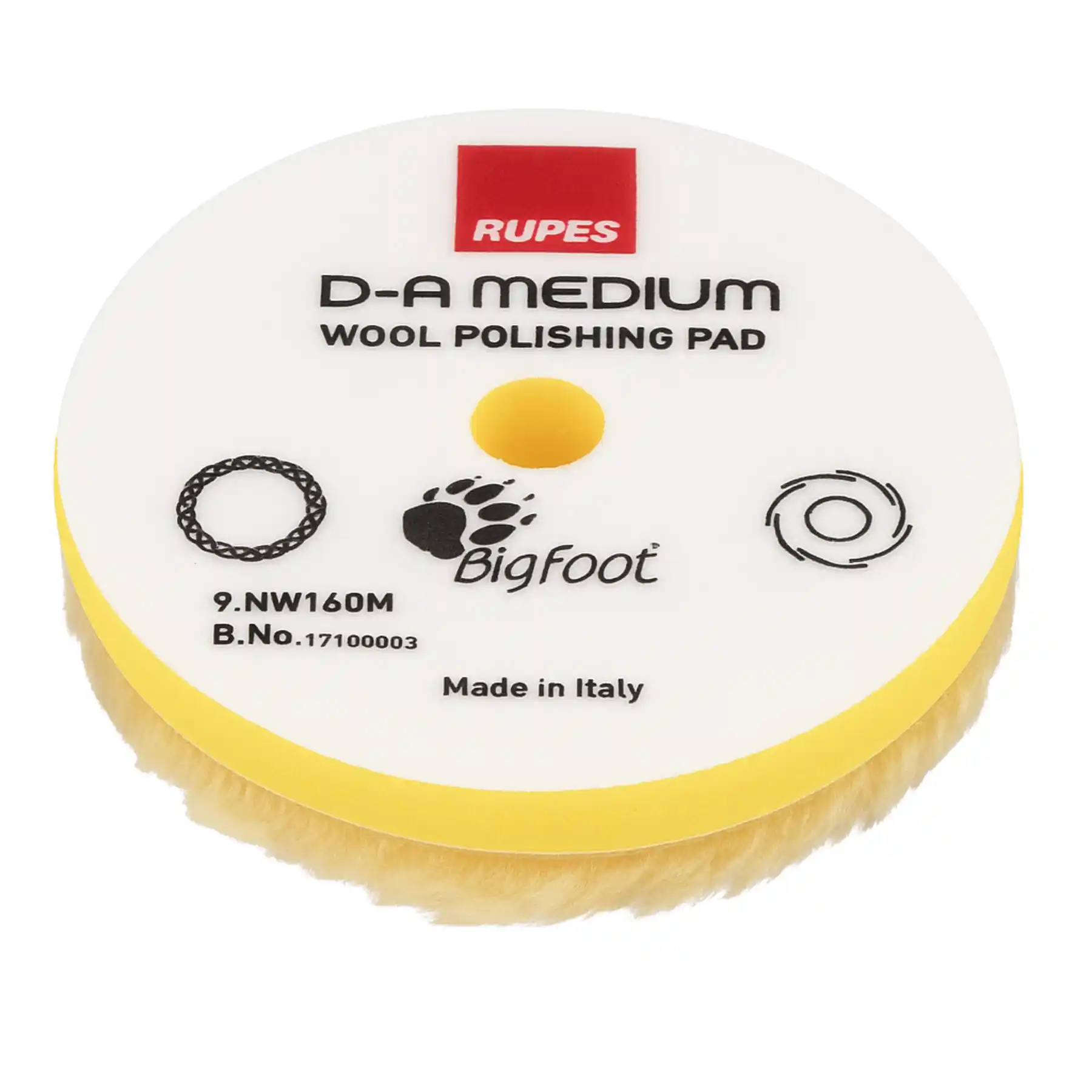 D-A Medium Yellow Wool Polishing Pad 160mm (9.NW160M)